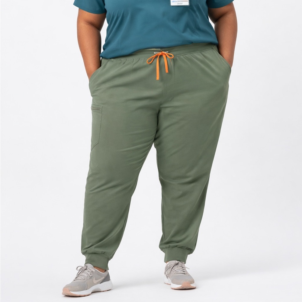 Figs Olive Joggers with Orange Drawstring 3XL